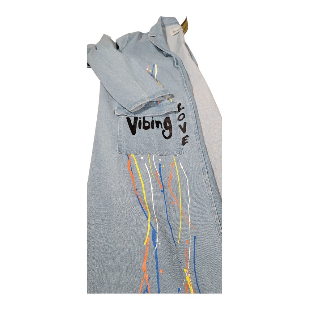 NWT Spoon Jeans Be Inspired Midi Denim Trench Paint Splatter Streetwear 1X - Picture 6 of 12